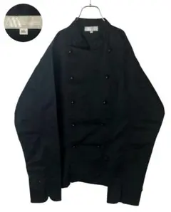 グッドデザイン古着コックシャツ風ライトアウターブラックジャケットゆったりサイズ