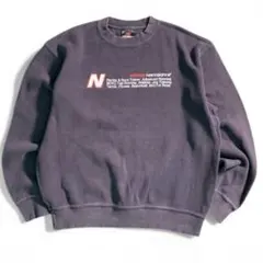 【超希少】90s New Balance スウェット 刺繍ロゴ フェード ナス紺