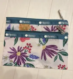 LeSportsac レスポートサックフラワープリントポーチ２段ポケット