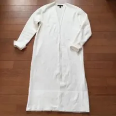 春に大活躍　バナナリパブリック　ホワイト ロングカーディガン 襟なし 長袖