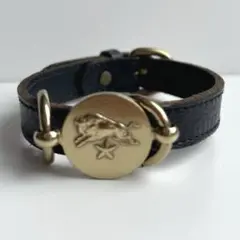 イルビゾンテ IL BISONTE レザーブレスレット ブラック ゴールド