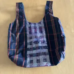 チェック柄、布バック