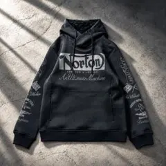 美品✨Norton ノートン パーカー プルオーバー ブラック 英国ロゴ 刺繍