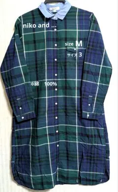 niko and …　レディース　チェック柄シャツワンピース　M グリーン