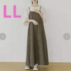 しまむらchocoギンガムチェックキャミワンピース LLブラウンlinoluce