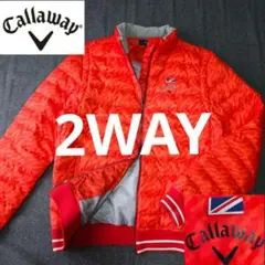 【キャロウェイ】2WAY秋冬人気ロゴ×総柄 蓄熱 長袖ゴルフダウンジャケットM