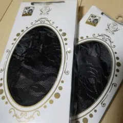 《新品》ビッグローズ柄 バラ柄編みタイツ ２点SET