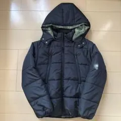 【未使用品】ikkaブラック ダウンコート 迷彩裏地 150cm