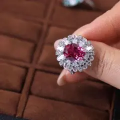 S925純銀】ラボグロウン·エメラルドリング 5ct フラワーデザイン