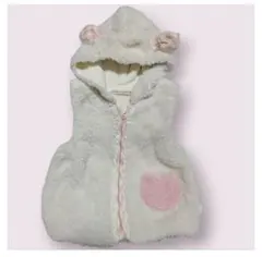 coeur a coeur フリース ベビーベスト 90 耳付きフード モコモコ