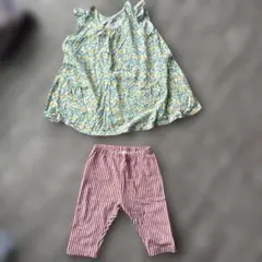 フローラルトップスとストライプパンツセットのサムネイル