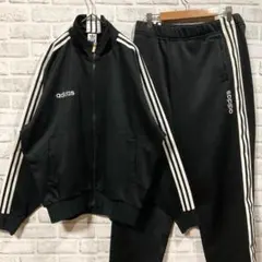 adidas ジャージ上下 セット 80s 90s デサント製 黒 1634
