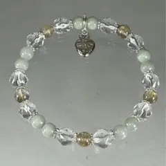 BRY0194☆ルチルクォーツ&翡翠&水晶☆天然石　パワーストーン　ブレスレット