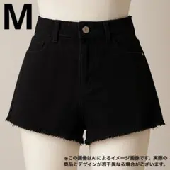 MEZELF デニムショートパンツ 【Mサイズ 】黒■フリンジ