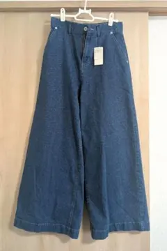 【新品タグ有】サックス　デニムワイドパンツ