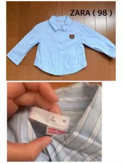 【ZARA】 水色ストライプ長袖シャツ 98