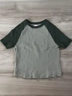 GAP ラグラン リブ Tシャツ 半袖 グリーンSのサムネイル