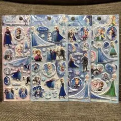 ④アナ雪 アナと雪の女王 ディズニー エルサ ぷっくり立体ステッカー 4点セット