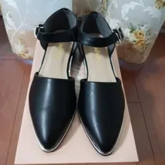 黒 フラットパンプス フラットシューズ