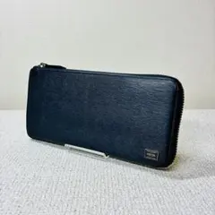 美品 ポーター プリュム 高級長財布 L字ファスナー ダークネイビー