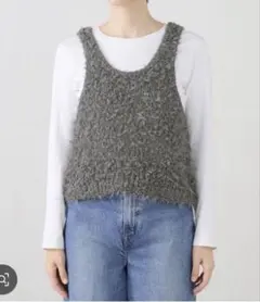 SLOBE IENA リボンヤーンタンクトップ　グレー