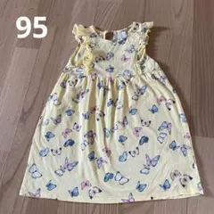 H&M 蝶プリント ノースリーブワンピース 95