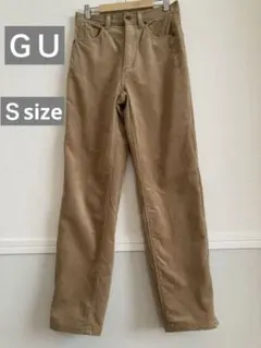 【ＧＵ】ベージュ コットンコーデュロイカジュアルパンツ ストレートレッグＳ