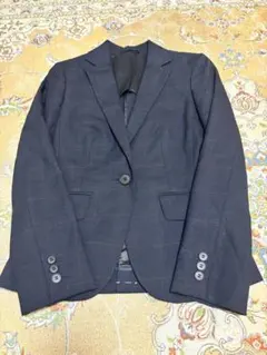 美品★スーツカンパニー　ビジネススーツ　ジャケット　ネイビー　チェック　S 36
