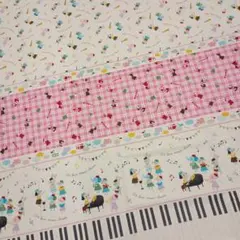 Trèfle KOKKA 生地 動物 音楽 ピアノ柄