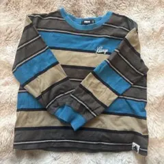 Xlarge 長袖カットソー 青茶ストライプ　110 プティマイン　ブリーズ