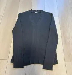 美品　IENA 3x3リブ Vネックプルオーバー　リブニット　グレー