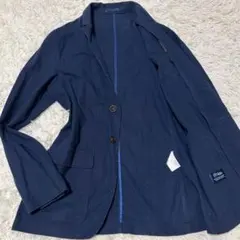 美品✨NAVY テーラードジャケット アンコン リネン XL 2B 春夏のサムネイル