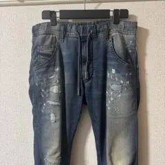 DIESEL ディーゼルダメージ加工 ジーンズジョガーパンツドローコード 