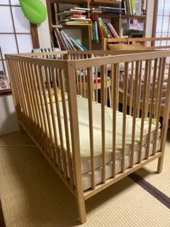 SNIGLAR ベビーベッド ビーチ 60x120 cm & マットレス