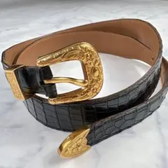 入手困難✨HERMES リアルクロコ レザーベルト 100 金具 ウエスタンのサムネイル