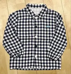 【6/16限定価格】無印良品　ガーゼパジャマ　チェック柄　110〜125 上のみのサムネイル