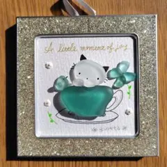 【ミニ】シーグラスアート おやすみにゃんこ 8-86「ボタニカルにゃんこミニ①」シーグラスアート 猫 インテリア