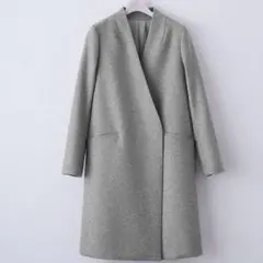 UNITED TOKYO Vネック ノーカラーコート　グレー