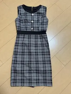 チェック柄ドレス ノースリーブ ワンピース