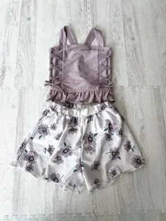 デビロック　女の子　セパレート水着 ラベンダー　花柄
