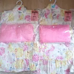 新品未使用☆浴衣ドレス、帯３点セット 110cm 120cm ２着