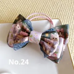 ハンドメイドヘアゴムリボン24 ネコ2