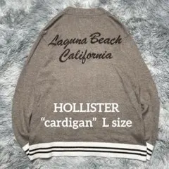 【美品✨】Hollister カーディガン デカロゴ ブラウン 刺繍ロゴ L相当