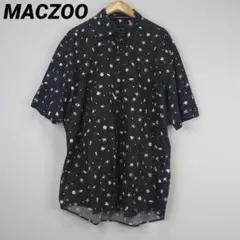 美品 MACZOO メンズ 宇宙柄 ビックシャツ【F】ブラック 半袖 伊製