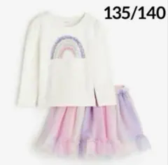 ☆新品☆H&Mトップス&スカート2アイテムセット♡レインボー♡135/140①
