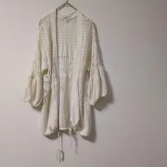 レディース　透かし編みカーディガン