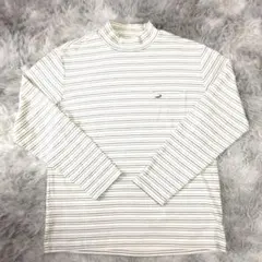 【クロコダイル】 ボーダーハイネックカットソー (L) 大きいサイズ 総柄