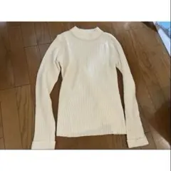 アイボリー パール装飾 ハイネックニット M