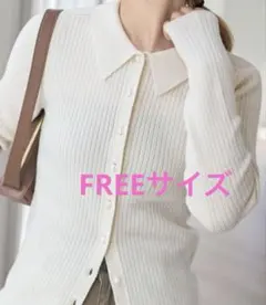 【未使用】スピックアンドスパン　パールボタン襟付きニット　白　フリーサイズ