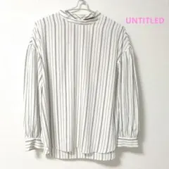 UNTITLED　アンタイトル　ストライプ ボリューム袖 ブラウス 　М